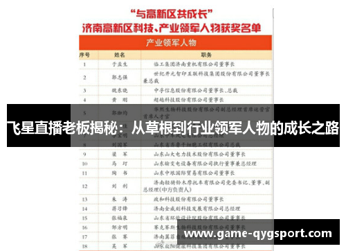 飞星直播老板揭秘：从草根到行业领军人物的成长之路